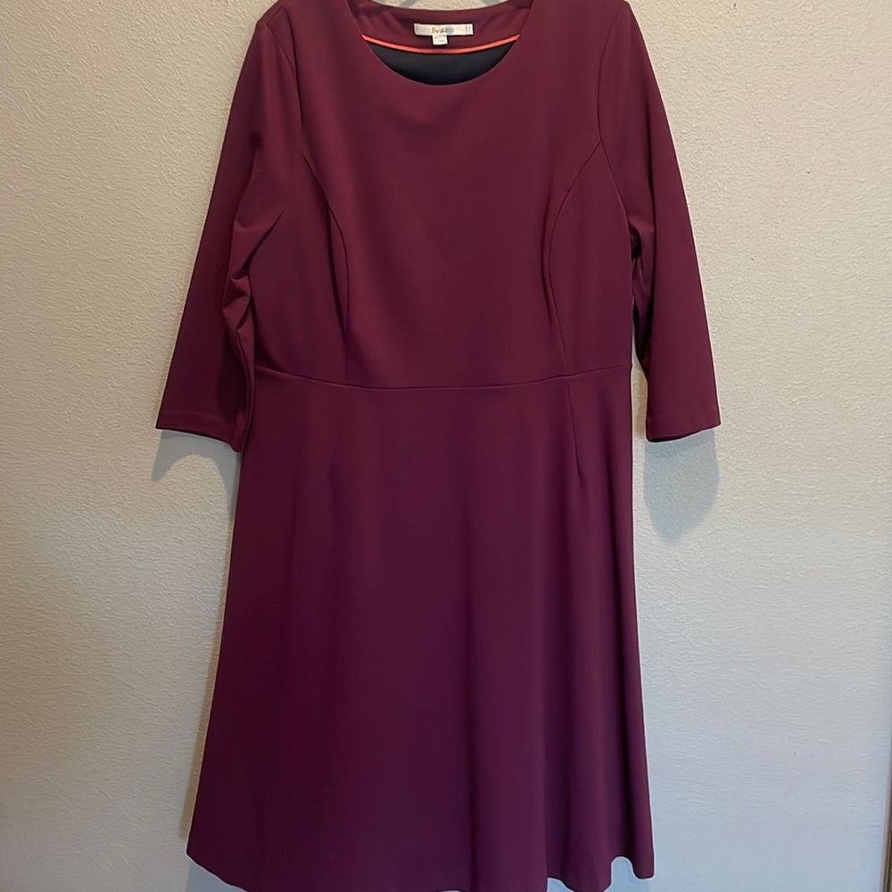 Purple/plum Boden a-line 3/4 sleeve ponte dress sz 16